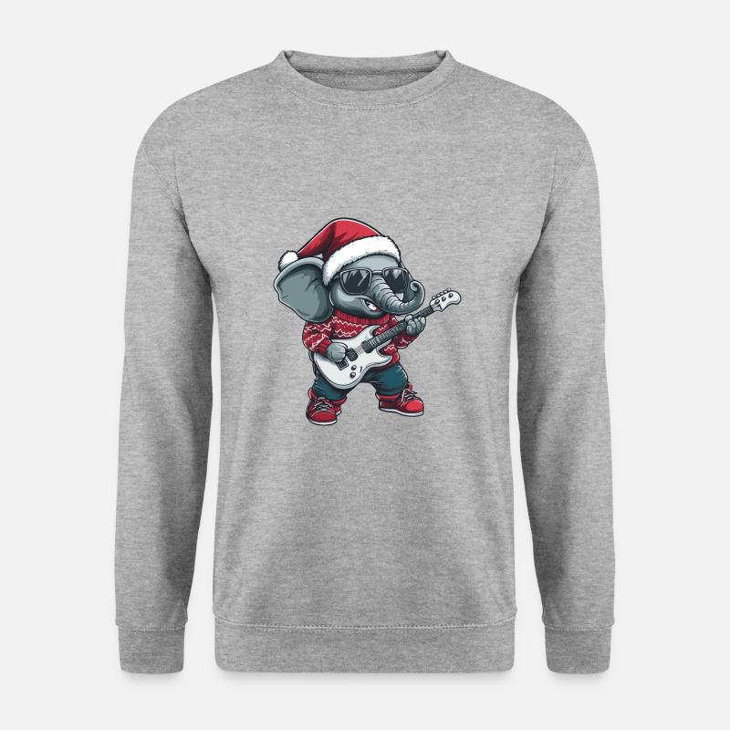 Elephant Christmas Rocker Guitar - Unisex Sweatshirt - salt & pepper