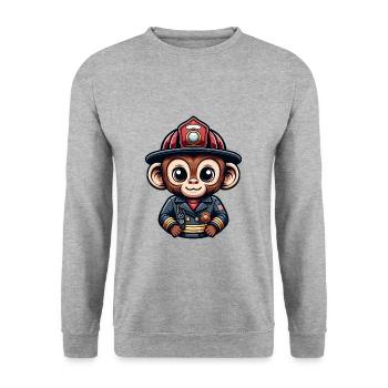 Cute Monkey Firefighter - Unisex Sweatshirt - salt & pepper - Front - Alina (178cm) & Michal (187cm)
