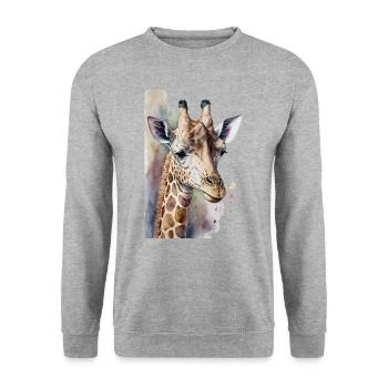 Girafe Aquarelle - Sweat-shirt Unisexe - gris chiné - Devant - Alina (178cm) & Michal (187cm)