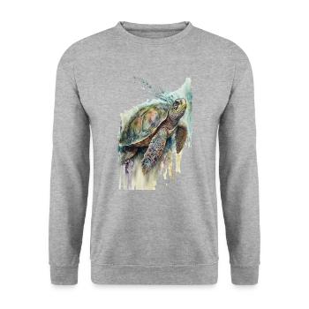 Turtle Watercolor Realistic - Unisex Sweatshirt - salt & pepper - Front - Alina (178cm) & Michal (187cm)
