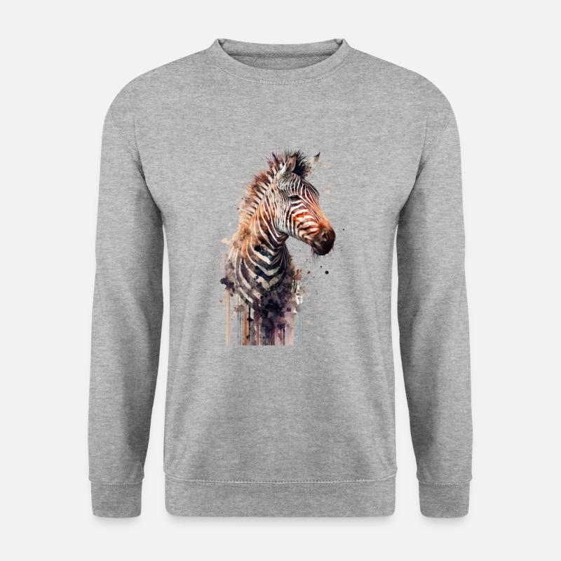 Zebra Aquarell - Unisex Pullover - Weißgrau meliert