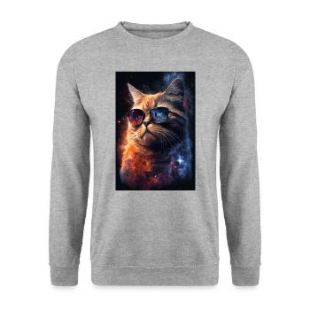 Cat Space Galaxy Space Cool Sunglasses - Unisex Sweatshirt - salt & pepper - Front - Alina (178cm) & Michal (187cm)