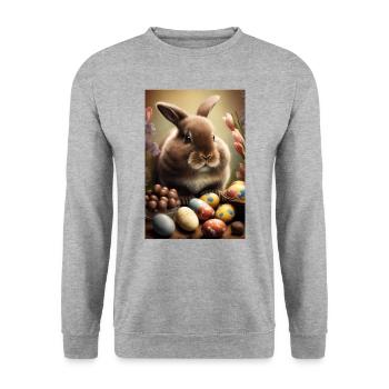 Easter Happy Easter Easter Eggs Chocolate Sweet - Unisex Sweatshirt - salt & pepper - Front - Alina (178cm) & Michal (187cm)