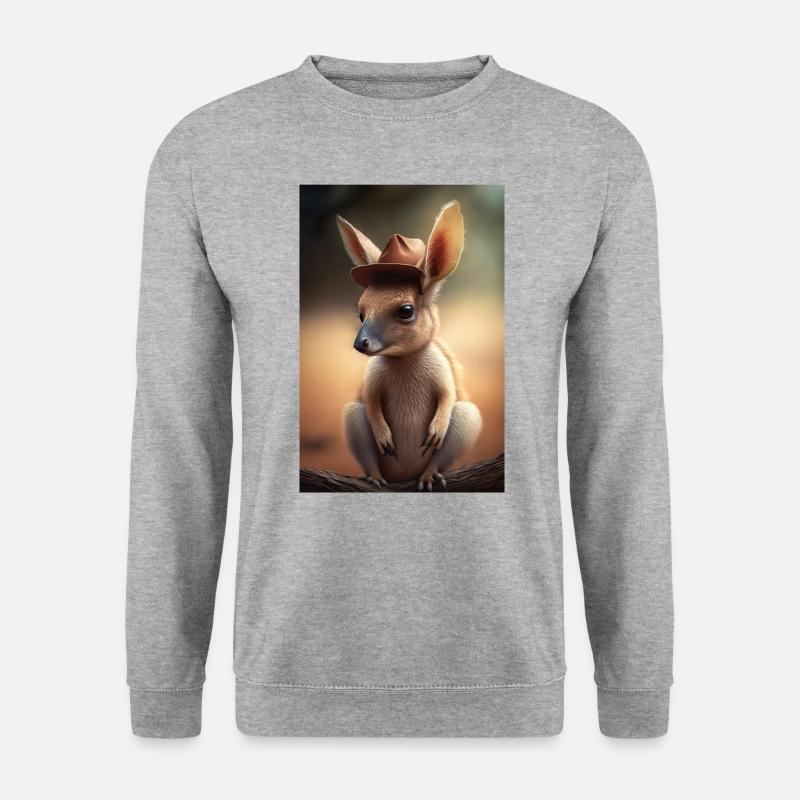 Cute kangaroo with hat - Unisex Sweatshirt - salt & pepper
