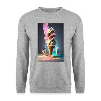 cornet de crème glacée nourriture sucrée nourriture foodie love ice cream - Sweat-shirt Unisexe - gris chiné - Devant - Alina (178cm) & Michal (187cm)