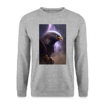 Eagle Lightning Cool Storm Animal Bird Epic - Unisex Sweatshirt - salt & pepper - Front - Alina (178cm) & Michal (187cm)