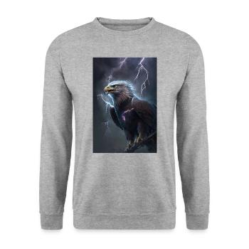 Eagle Lightning Cool Storm Animal Bird Epic - Unisex Sweatshirt - salt & pepper - Front - Alina (178cm) & Michal (187cm)