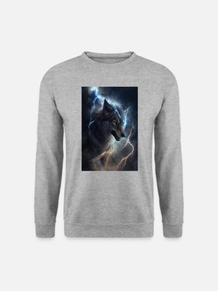 Wolf Blitz Thunder Epic Cool Epic Wolves - Sweat-shirt Unisexe - gris chiné