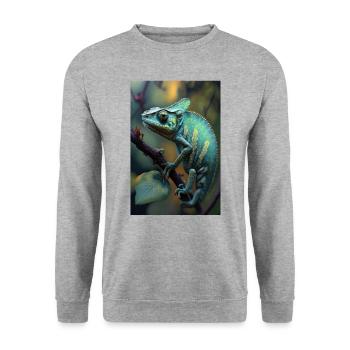 chameleon gecko lizard reptile amphibian - Unisex Sweatshirt - salt & pepper - Front - Alina (178cm) & Michal (187cm)