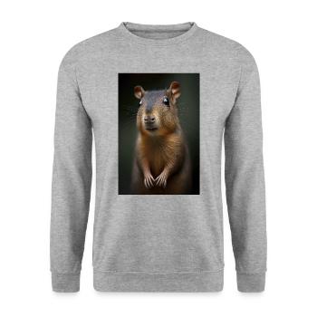 Agouti aguti wild Meerschweinchen Haustier süß - Unisex Pullover - Weißgrau meliert - Vorne - Alina (178cm) & Michal (187cm)