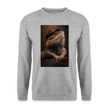 Bearded dragon lizards reptile - Unisex Sweatshirt - salt & pepper - Front - Alina (178cm) & Michal (187cm)