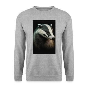 Dachs tier realistic - Unisex Sweatshirt - salt & pepper - Front - Alina (178cm) & Michal (187cm)