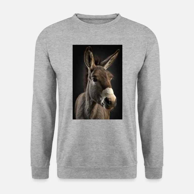 Esel Realistisch Cool - Unisex Pullover - Weißgrau meliert