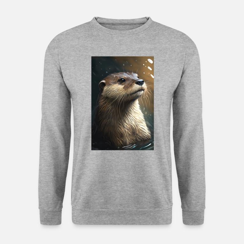 Otter Realistisch Cool Tier - Unisex Pullover - Weißgrau meliert