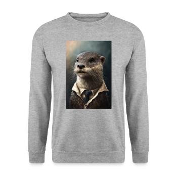 Otter Realistic Cartoon Anime - Unisex Sweatshirt - salt & pepper - Front - Alina (178cm) & Michal (187cm)