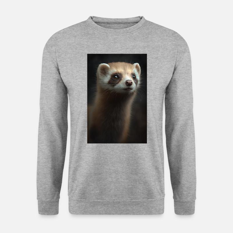 Frettchen Süß Portrait - Unisex Pullover - Weißgrau meliert