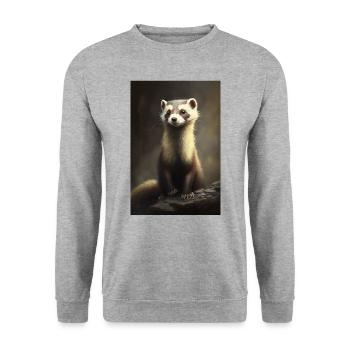 furet mignon portrait - Sweat-shirt Unisexe - gris chiné - Devant - Alina (178cm) & Michal (187cm)