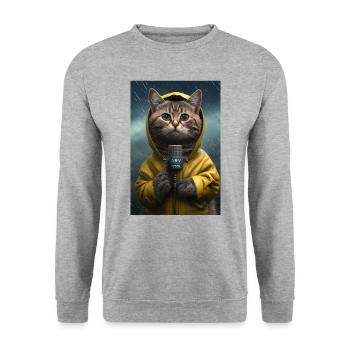 Cat Lusitg Regenmante Rain Weather Forecast Weather - Unisex Sweatshirt - salt & pepper - Front - Alina (178cm) & Michal (187cm)
