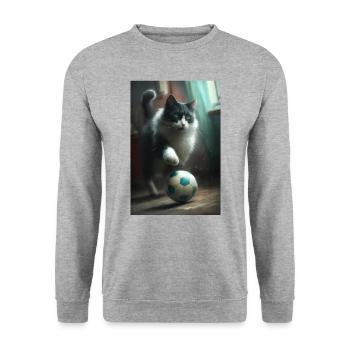 Cat Football Realistic - Unisex Sweatshirt - salt & pepper - Front - Alina (178cm) & Michal (187cm)
