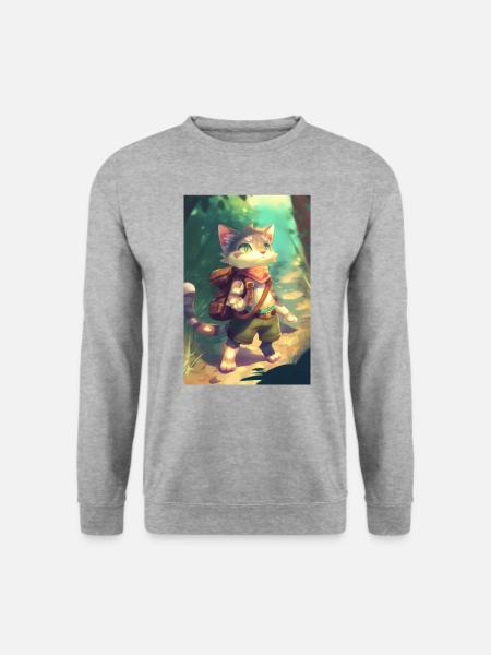 Cat Hiking Adventurer - Unisex Sweatshirt - salt & pepper