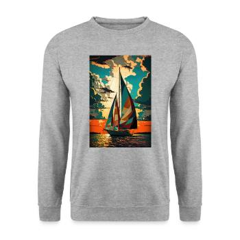 Boat Sailboat Ocean Art Sailing - Unisex Sweatshirt - salt & pepper - Front - Alina (178cm) & Michal (187cm)