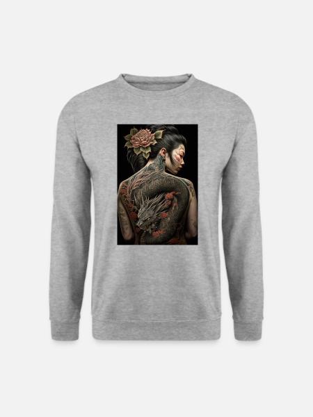 Geisha Yakuza Tattoo Japanese Dragon - Unisex Sweatshirt - salt & pepper