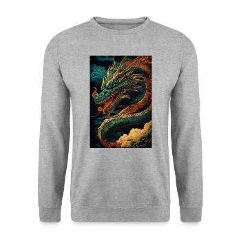 Japanese dragon Chinese dragon - Unisex Sweatshirt - salt & pepper - Front - Alina (178cm) & Michal (187cm)