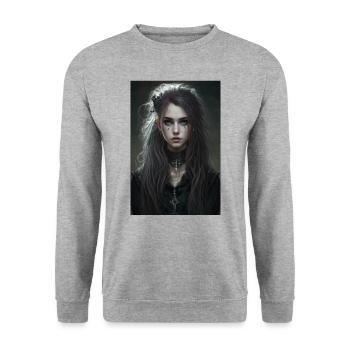 Gothic Mädchen Goth Girl - Unisex Sweatshirt - salt & pepper - Front - Alina (178cm) & Michal (187cm)