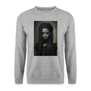 Gothic Mädchen Goth Girl - Unisex Sweatshirt - salt & pepper - Front - Alina (178cm) & Michal (187cm)