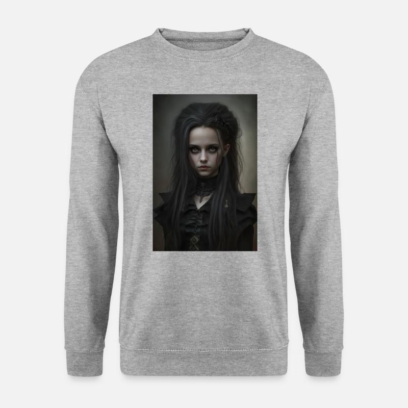 Gothic Mädchen Goth Girl - Unisex Pullover - Weißgrau meliert