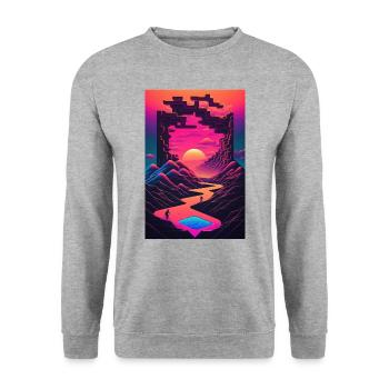 Retro Gaming Gamer Futuriste - Sweat-shirt Unisexe - gris chiné - Devant - Alina (178cm) & Michal (187cm)