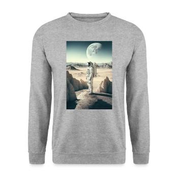 Astronaut Desert Landscape Moon Space - Unisex Sweatshirt - salt & pepper - Front - Alina (178cm) & Michal (187cm)