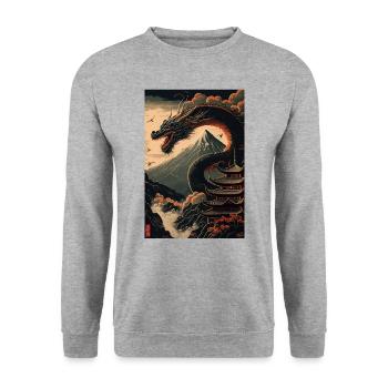 Dragon japonais Maisons de dragon chinois Montagne - Sweat-shirt Unisexe - gris chiné - Devant - Alina (178cm) & Michal (187cm)