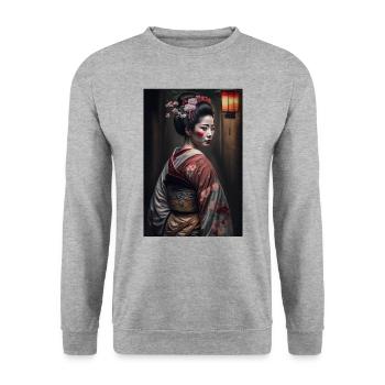 Geisha Japanisch Kimono Traditionell Japan Lover - Unisex Pullover - Weißgrau meliert - Vorne - Alina (178cm) & Michal (187cm)