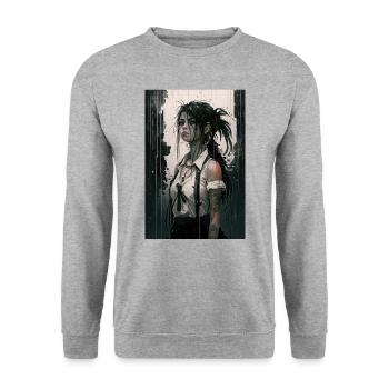 Gothique Mädchen Anime Emo Girl - Sweat-shirt Unisexe - gris chiné - Devant - Alina (178cm) & Michal (187cm)