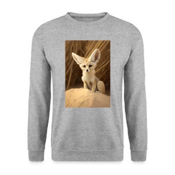 Fennec Renard du désert Animal Afrique - Sweat-shirt Unisexe - gris chiné - Devant - Alina (178cm) & Michal (187cm)