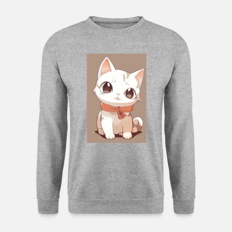 Lustige Katze - Unisex Pullover - Weißgrau meliert