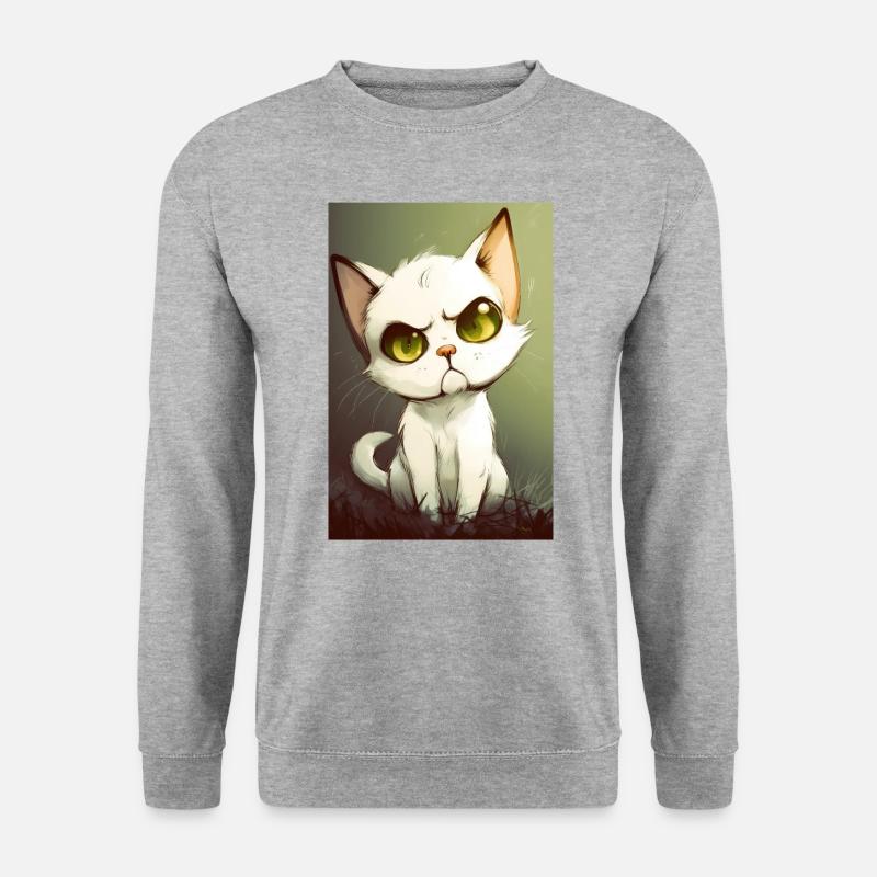 Lustige Katze - Unisex Pullover - Weißgrau meliert