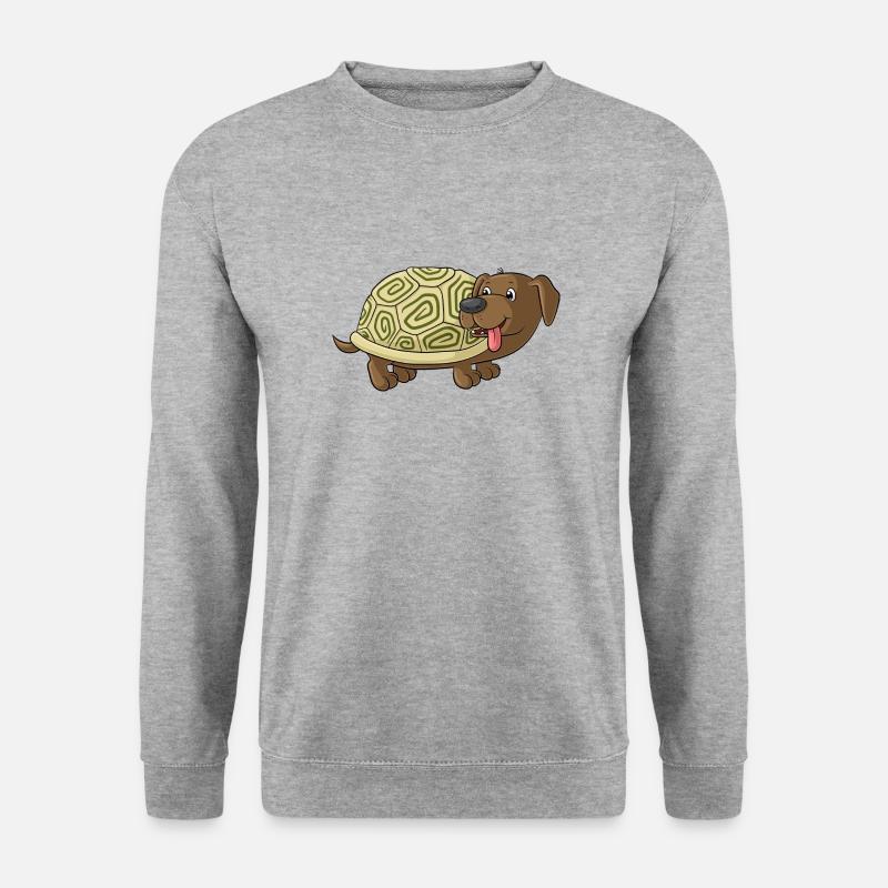 Niedliche Comic Dackelkröte - Unisex Pullover - Weißgrau meliert