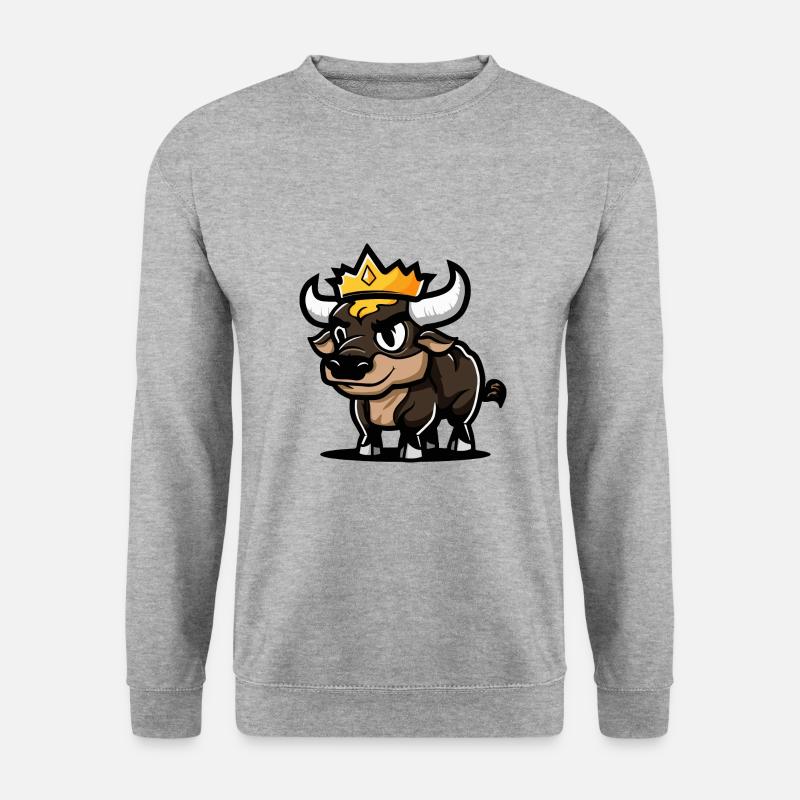 Stier Comic Krone - Unisex Pullover - Weißgrau meliert