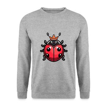 Marienkäfer Comic Krone - Unisex Pullover - Weißgrau meliert - Vorne - Alina (178cm) & Michal (187cm)