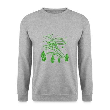 funny bee - nature - insect - Unisex Sweatshirt - salt & pepper - Front - Alina (178cm) & Michal (187cm)