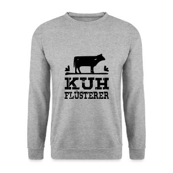 Kuh Flüsterer - Unisex Pullover - Weißgrau meliert - Vorne - Alina (178cm) & Michal (187cm)