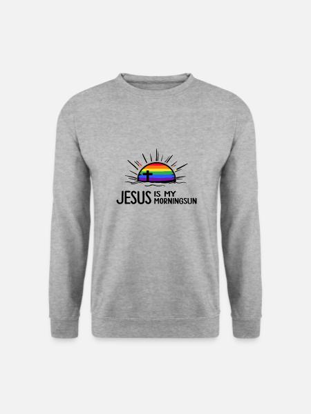 jesus christus regenbogen jesusfreak heilsarmee - Unisex Pullover - Weißgrau meliert