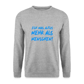 Ich mag Autos mehr als Menschen - Unisex Pullover - Weißgrau meliert - Vorne - Alina (178cm) & Michal (187cm)
