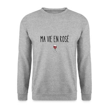 ma vie en rosé - Sweat-shirt Unisexe - gris chiné - Devant - Alina (178cm) & Michal (187cm)
