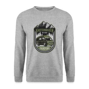 Kastenwagen Camping - Unisex Pullover - Weißgrau meliert - Vorne - Alina (178cm) & Michal (187cm)