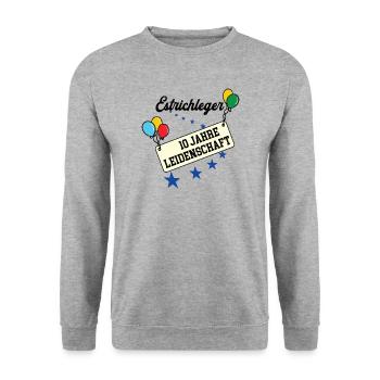 Estrichleger Jubiläum 10 Jahre 10. jähriges Jubi - Unisex Pullover - Weißgrau meliert - Vorne - Alina (178cm) & Michal (187cm)