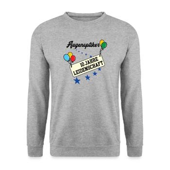 Augenoptiker Jubiläum 10 Jahre 10. jähriges Jubi - Unisex Pullover - Weißgrau meliert - Vorne - Alina (178cm) & Michal (187cm)