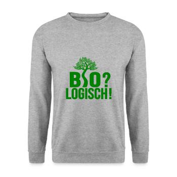 Bio? Logisch! - Unisex Pullover - Weißgrau meliert - Vorne - Alina (178cm) & Michal (187cm)